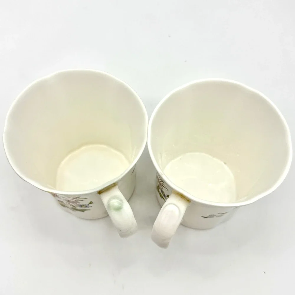 Aynsley Home Coffee Mug Set 2 Bone China Cottage Garden Floral Fluted England